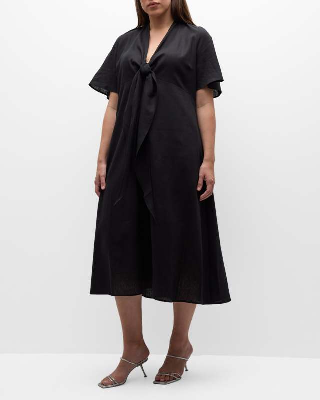 Plus Size Fiorella Tie-Front Midi Dress