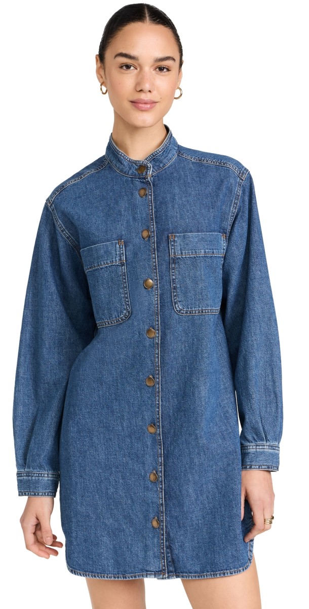 FRAME Double Pocket Shirt Dress Boy Blue