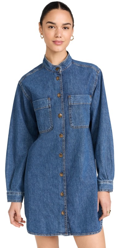 FRAME Double Pocket Shirt Dress Boy Blue
