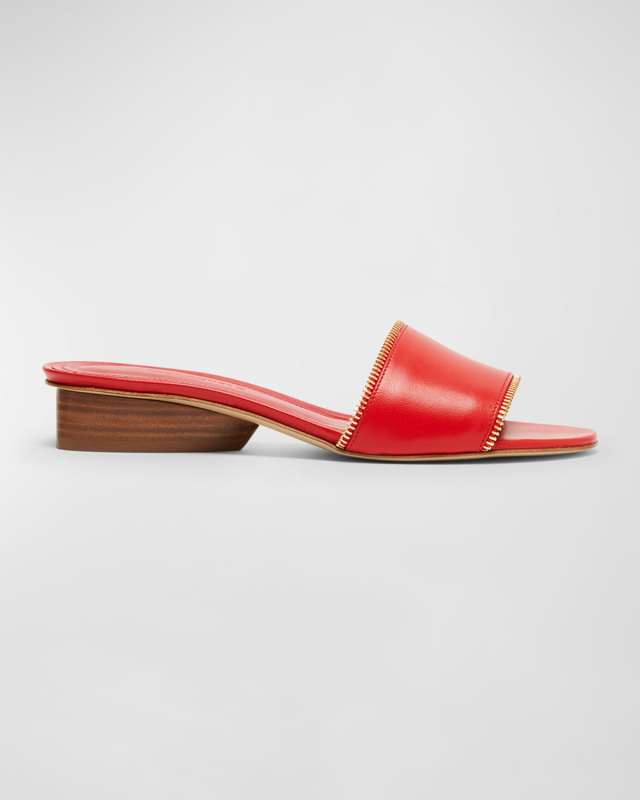 Arc Leather Zip Slide Sandals
