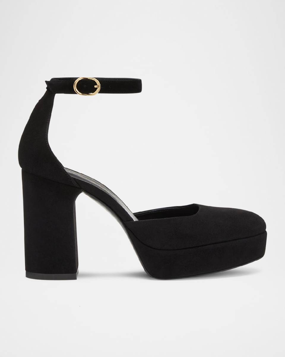 Dayna Suede Ankle-Strap Platform Pumps