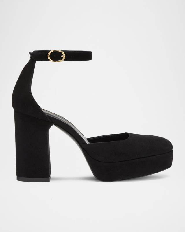 Dayna Suede Ankle-Strap Platform Pumps