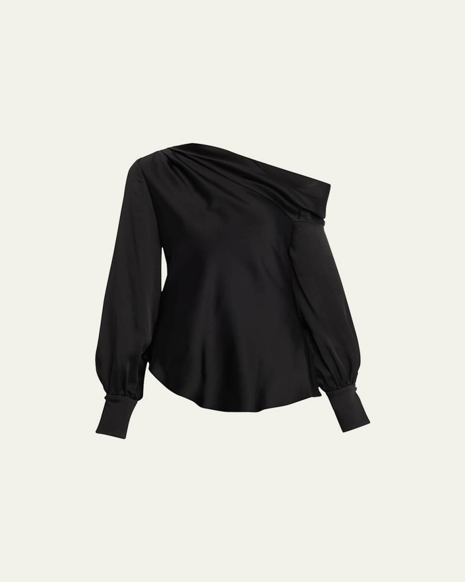 Alice Draped Satin One-Shoulder Top
