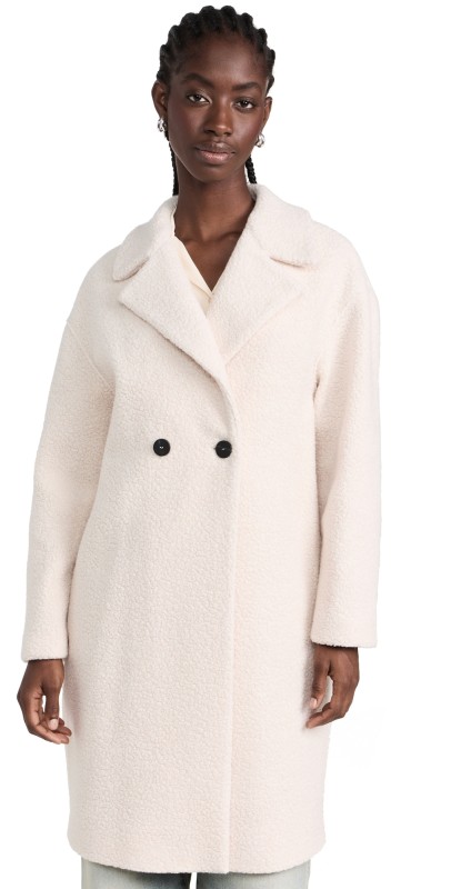 Harris Wharf London Dropped Shoulder Bouclé Coat Ecru