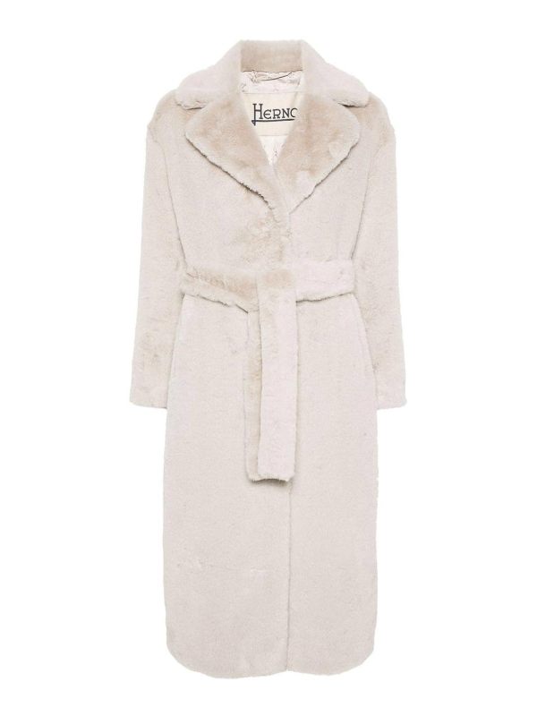 Herno Manteau En Fourrure - Blanc