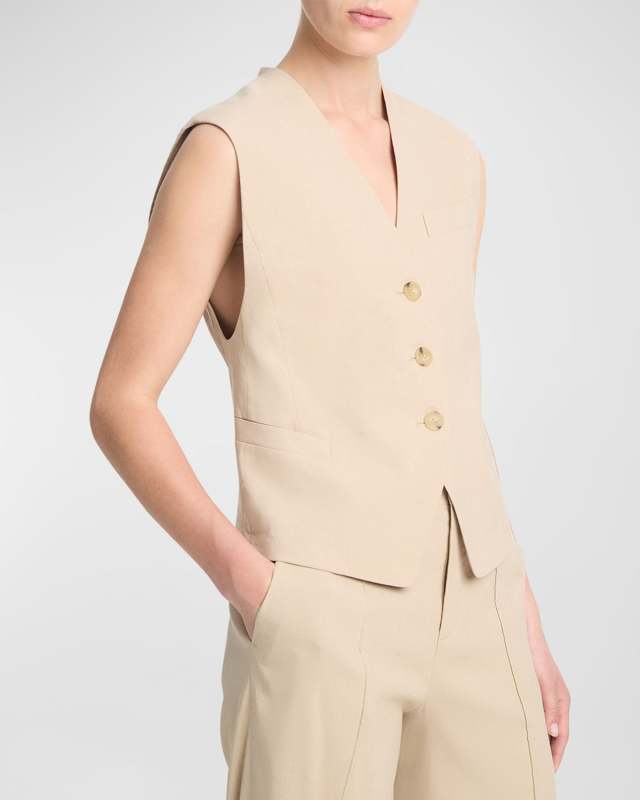 Linen-Blend Suiting Vest