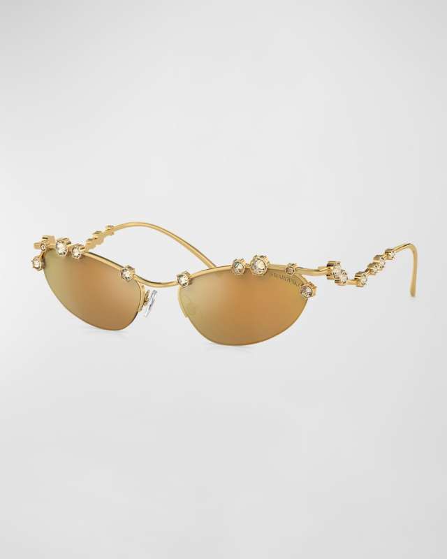 Constella Crystal Embellished Metal Cat-Eye Sunglasses