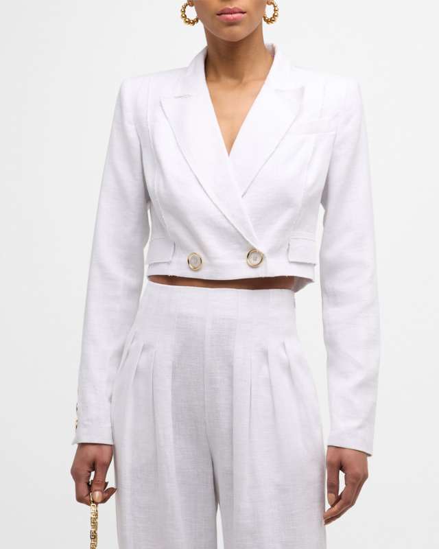 Emmeline Raw-Trim Cropped Blazer
