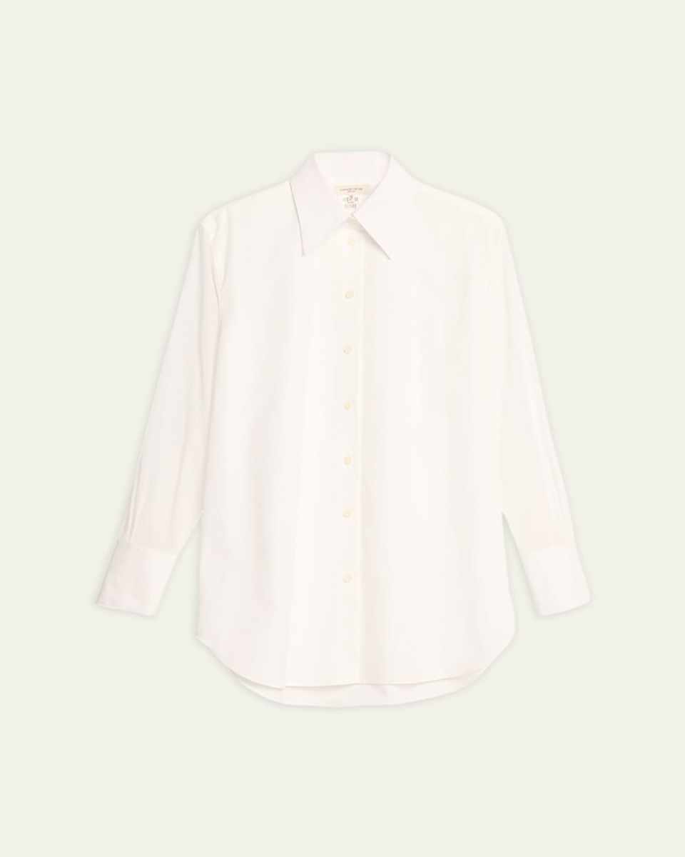 Oversized Button-Down Cotton Poplin Shirt
