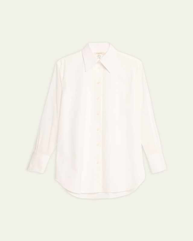Oversized Button-Down Cotton Poplin Shirt