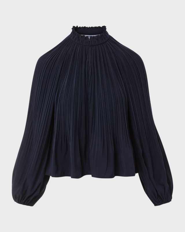 Walker Pleated Long-Sleeve Top