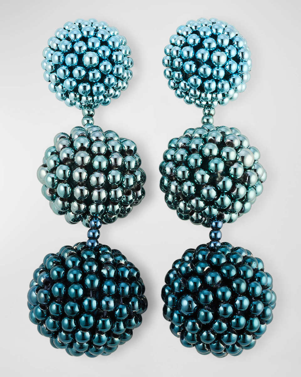 3-Ball Beaded Chandelier Earrings