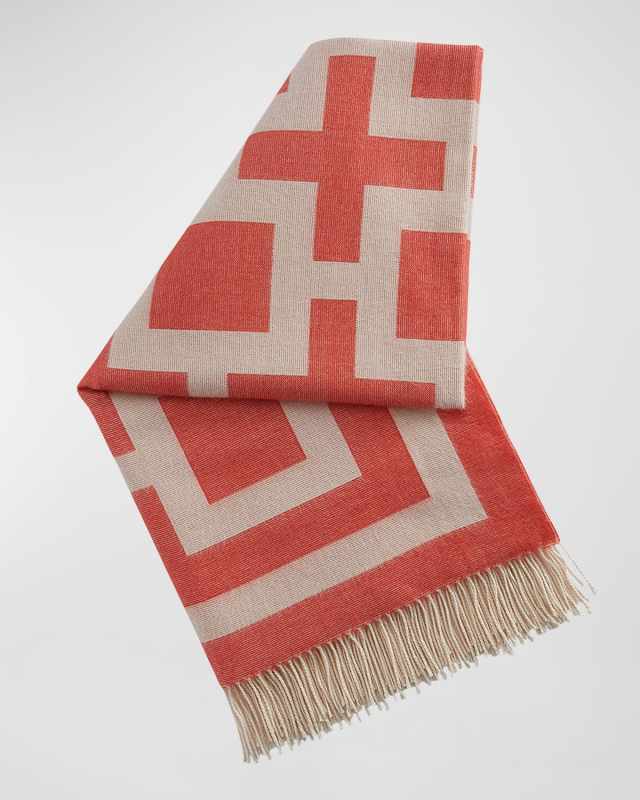 Nixon Orange Alpaca Wool Throw, 60" Square