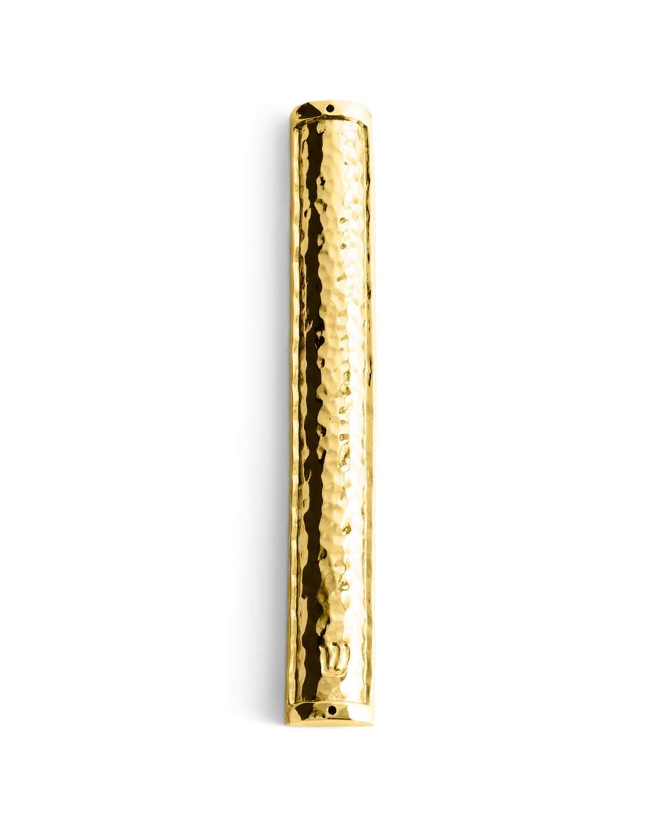 Hammertone Large Mezuzah, Gold