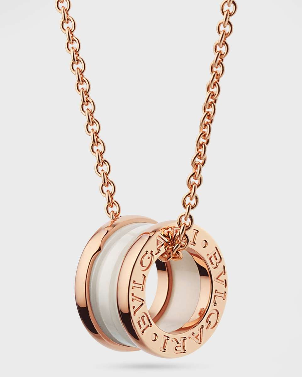 B. Zero1 18K Rose Gold & White Ceramic Necklace