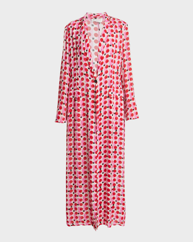 Bongo Sequin Abstract-Print Single-Breasted Long Jacket