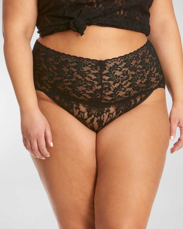 Plus Size Floral Lace V-Kini Briefs
