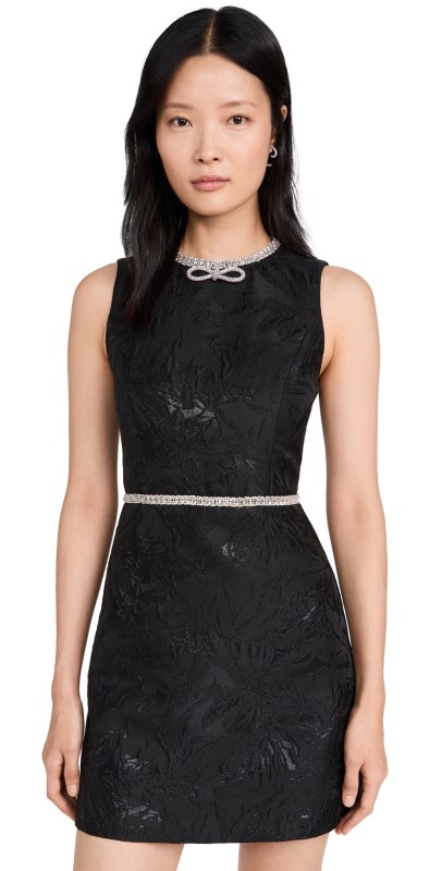 alice + olivia Ellis Embell Crew Mini Dress Black