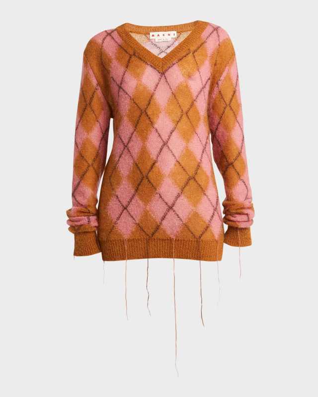 V-Neck Fair Isle Mohair Sweater