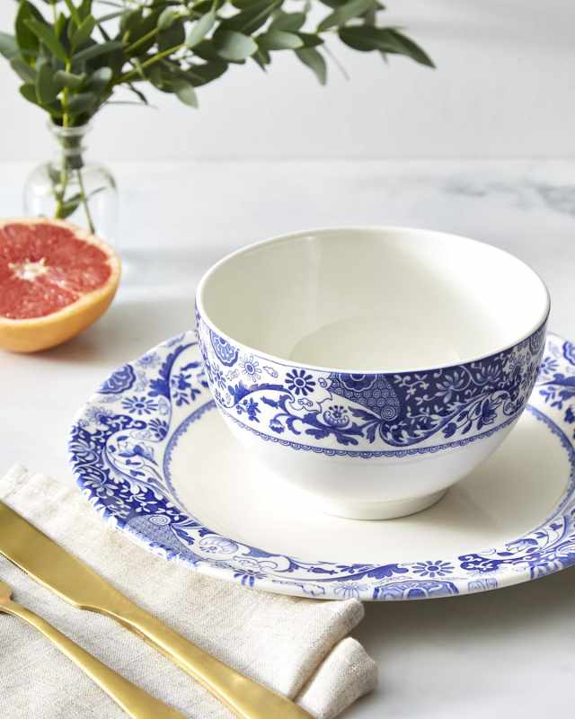 Blue Italian Brocato 6" Rice Bowls, Set of 4