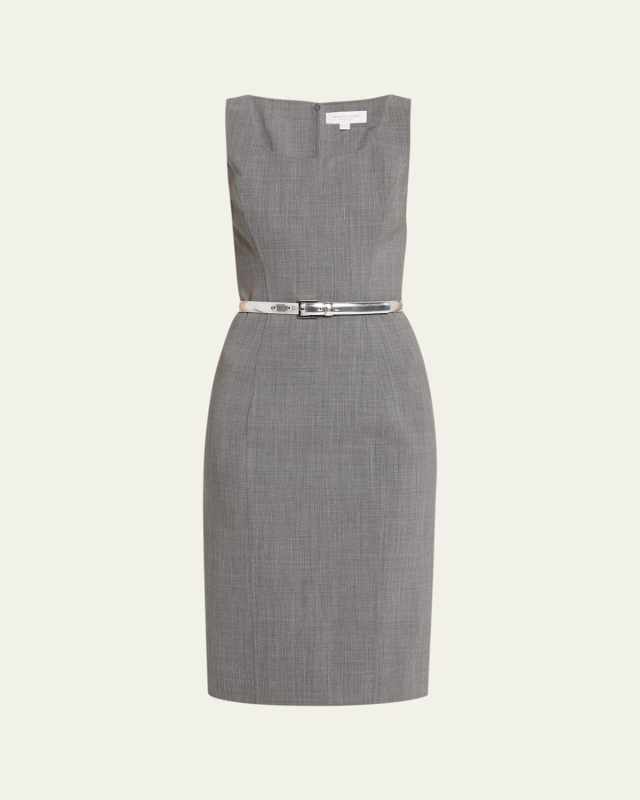 Belted Wool Sheath Dress