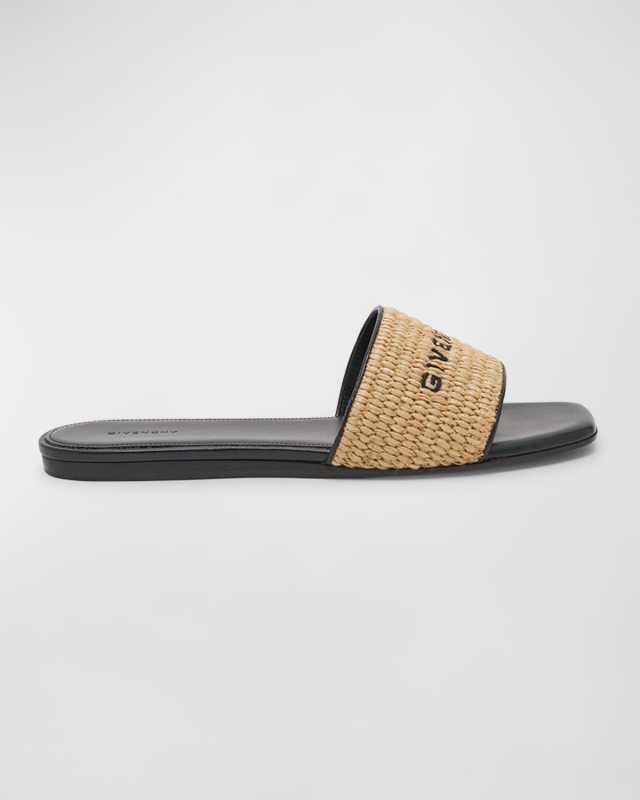 4G Logo Raffia Flat Sandals
