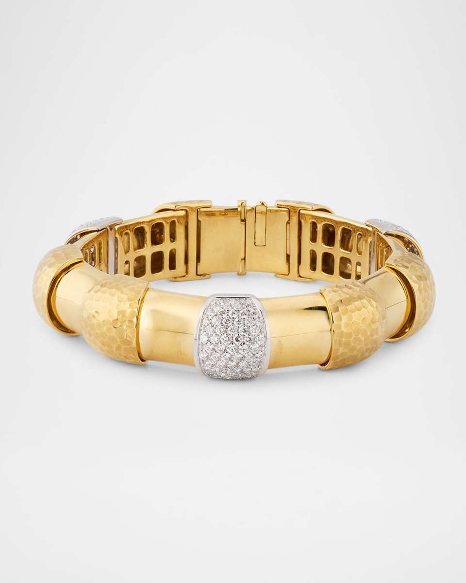 Estate 18K Yellow and White Gold Fancy Cut Diamond Bracelet, 6.75"L