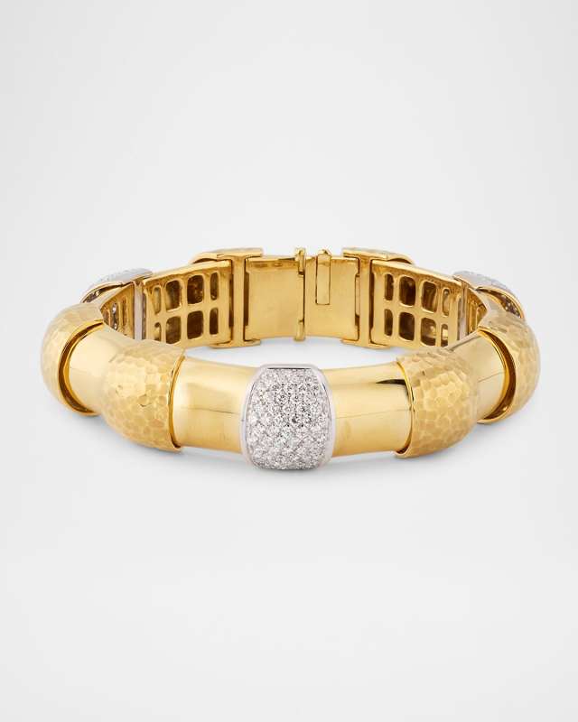 Estate 18K Yellow and White Gold Fancy Cut Diamond Bracelet, 6.75"L