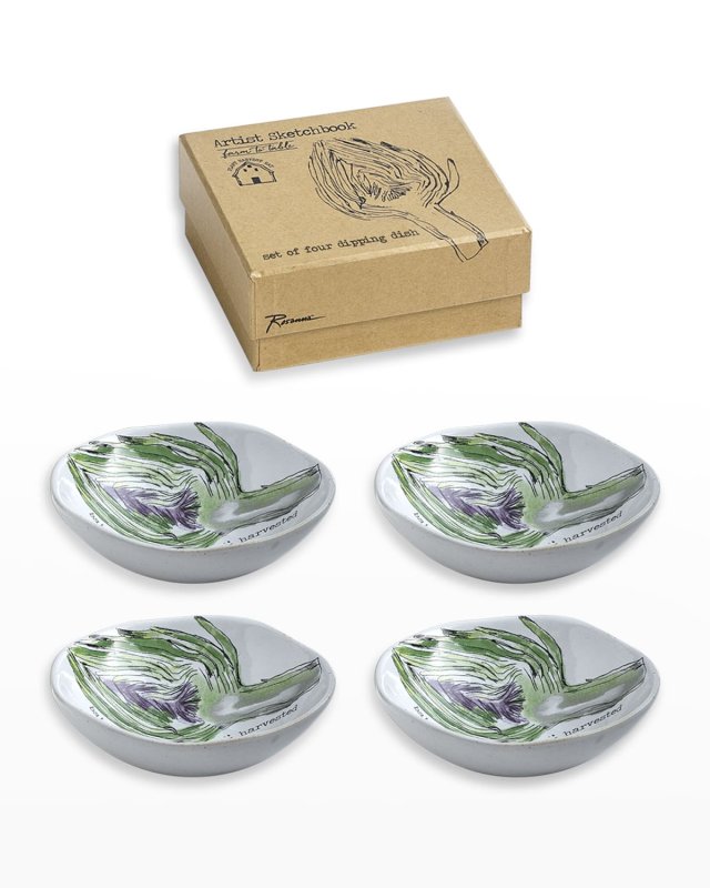 Farm To Table Artichoke Dipping Dishes, Set of 4
