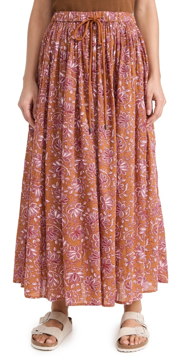 THE GREAT. The Ripple Skirt Golden Sand Oasis Floral