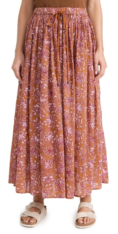 THE GREAT. The Ripple Skirt Golden Sand Oasis Floral