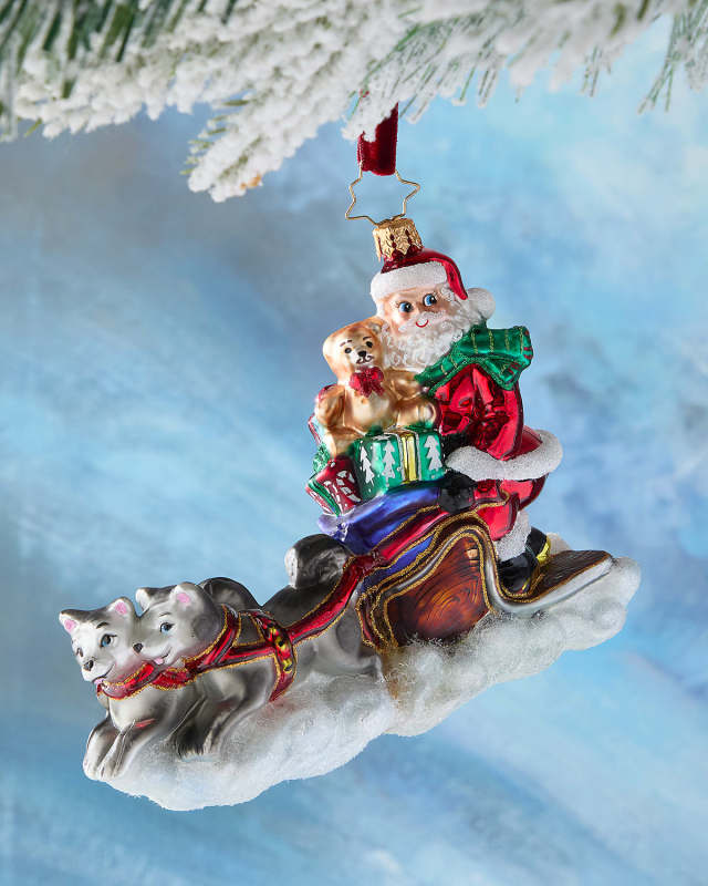 Santa's Snowy Escort Christmas Ornament