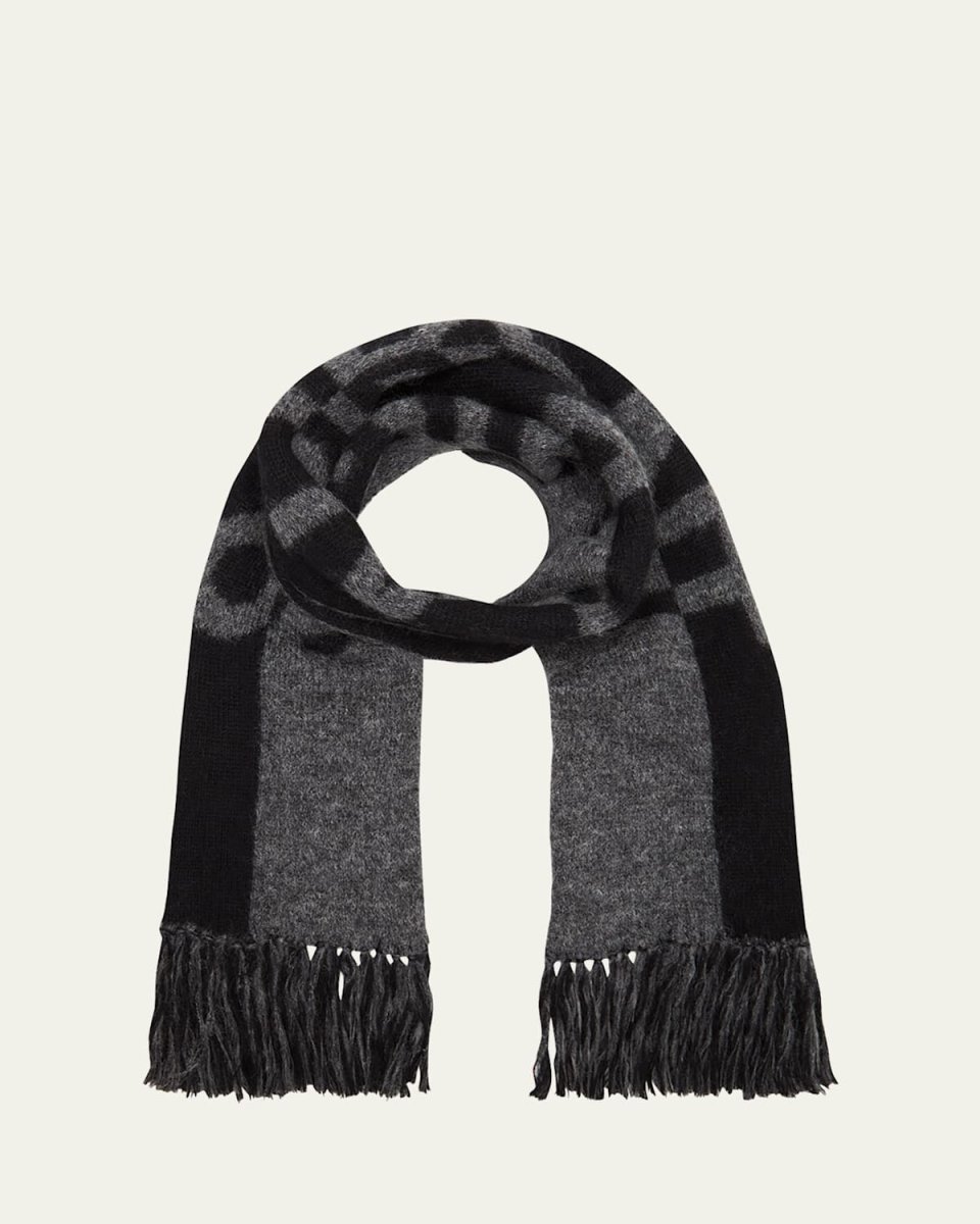 Split Logo Fringe Wool Scarf