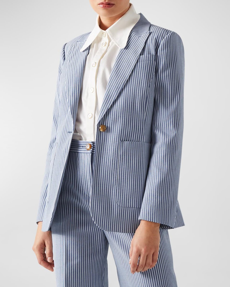 Gene Striped Single-Button Blazer