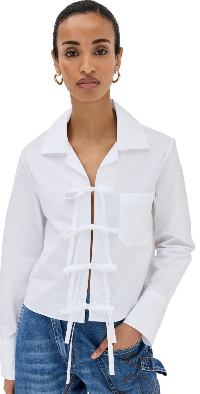 JW Anderson Bow Tie Cropped Shirt White