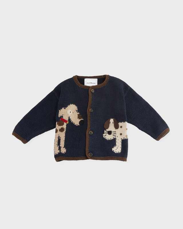 Woof Woof Cotton Button-Front Sweater, Blue, Size 6-
