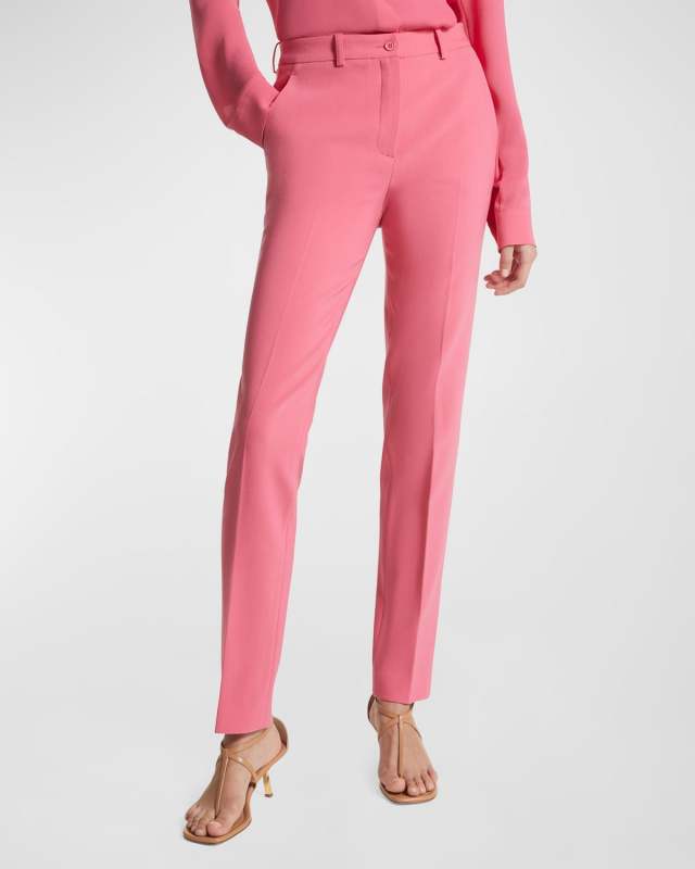 Samantha Pebble Crepe Straight-Leg Pants