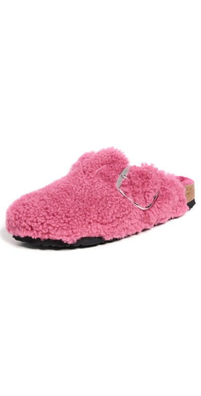 Birkenstock Boston Big Buckle Teddy Clogs Fuchsia Tulip