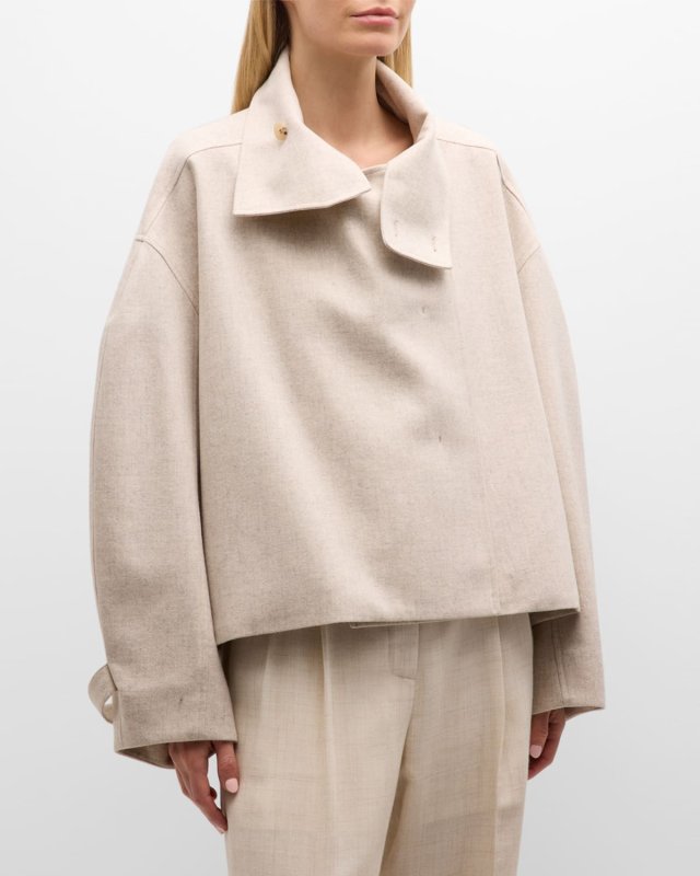 High-Neck Cashmere-Blend Jacket