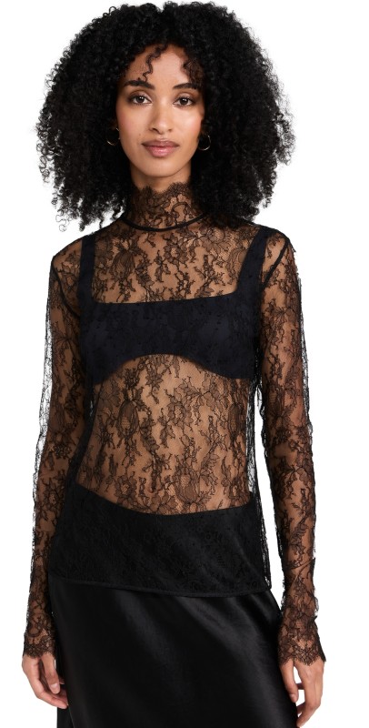 Kiki De Montparnasse All Over Lace Turtleneck Black