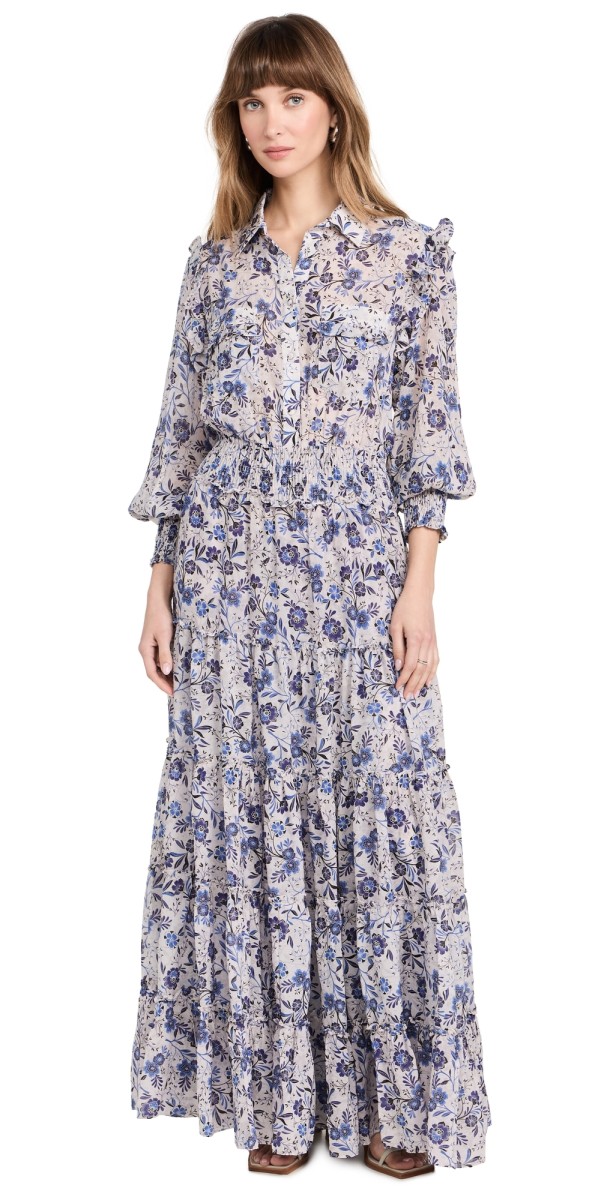 MISA Aydeniz Dress Cerulean Flora
