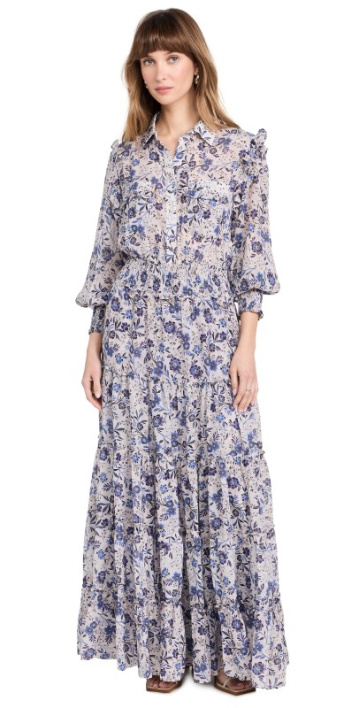MISA Aydeniz Dress Cerulean Flora