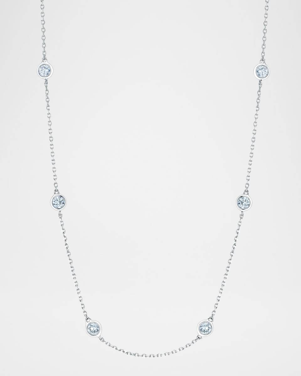 Platinum Handmade Diamond Station Chain Necklace, 16"L, 0.80tcw