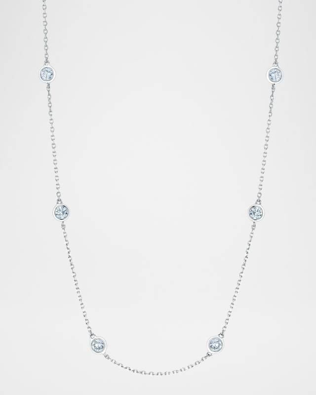 Platinum Handmade Diamond Station Chain Necklace, 16"L, 0.80tcw