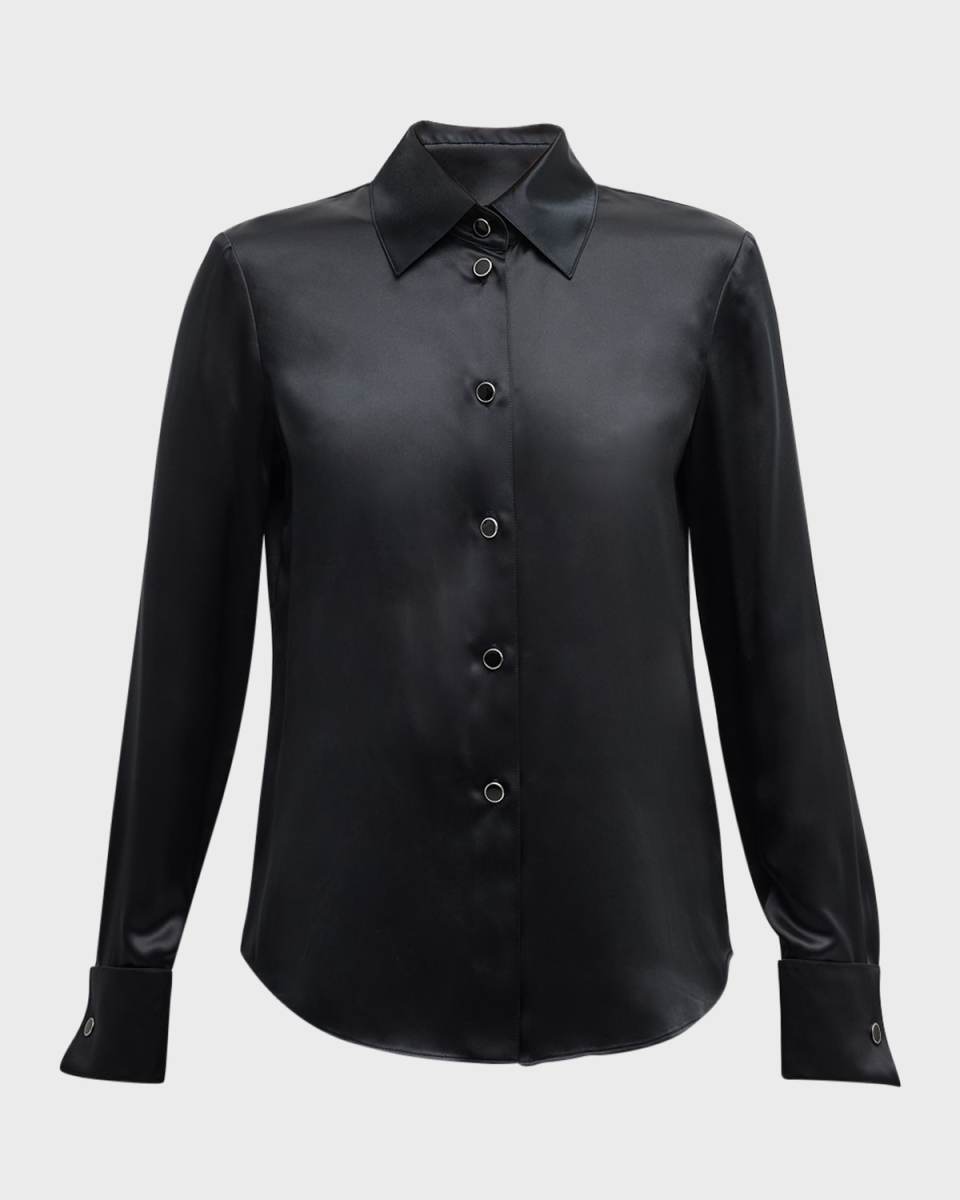 Button-Down Slim Silk Blouse