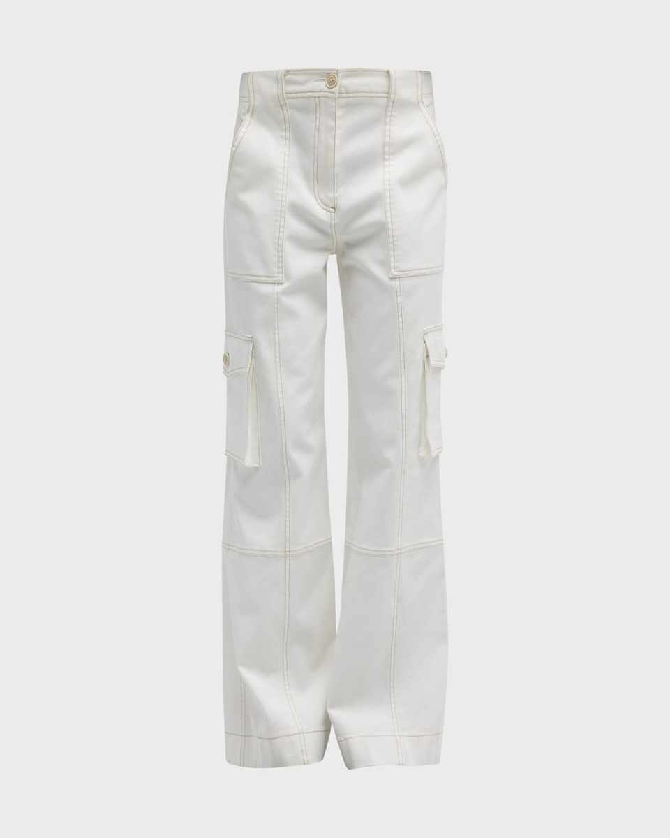 Coop Contrast-Stitch Wide-Leg Twill Pants