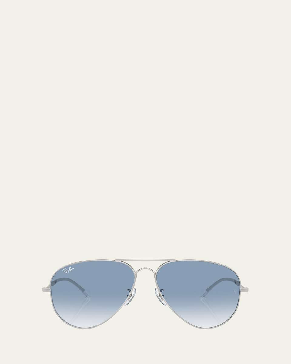 Gradient Vintage-Style Metal Aviator Sunglasses, 58mm