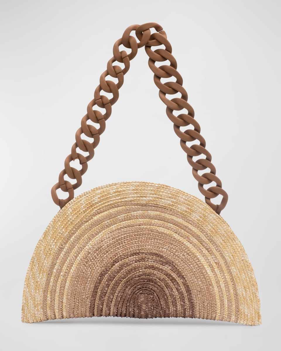 Luna Ombre Straw Chain Clutch Bag