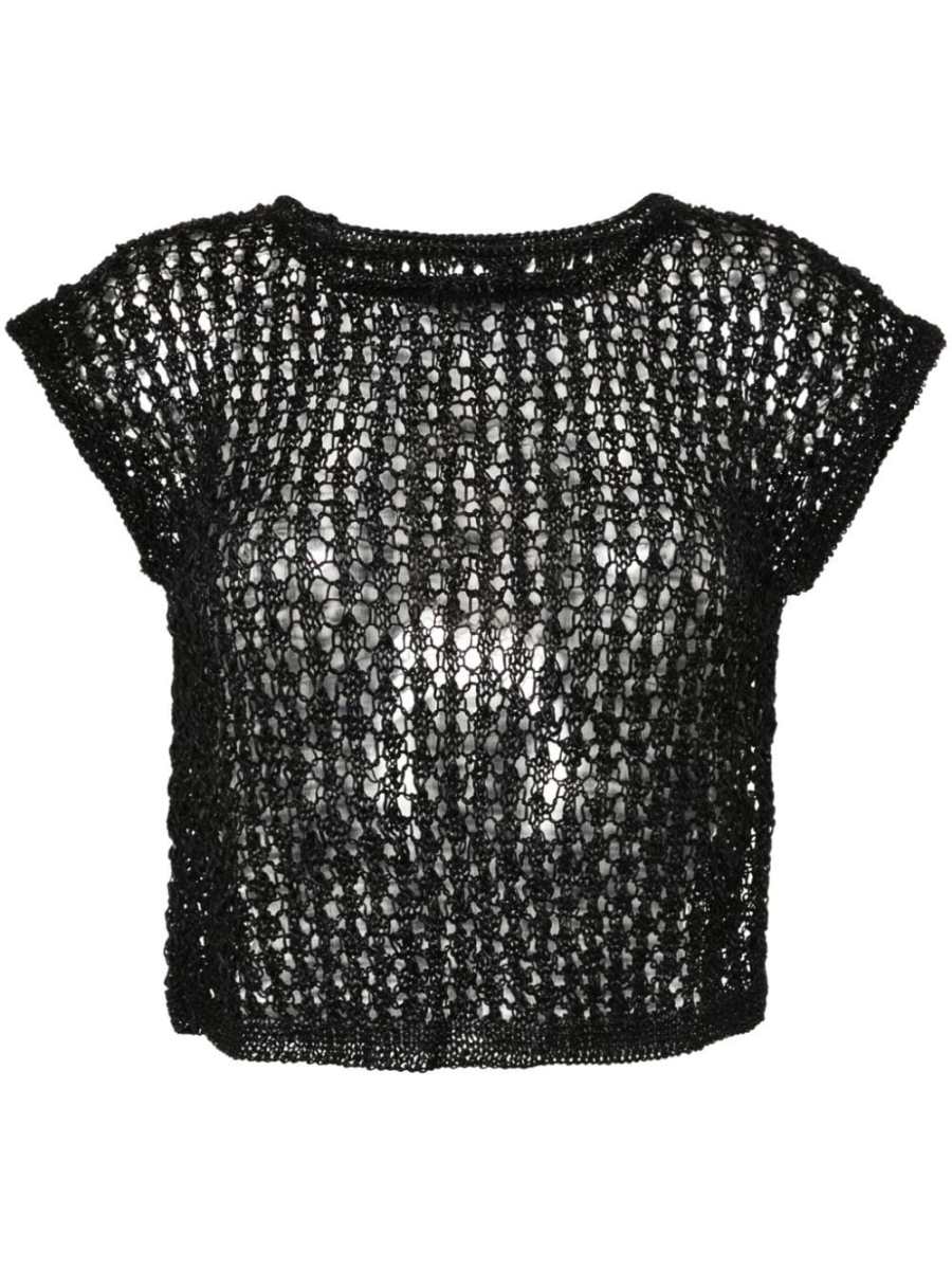 knitted leather top