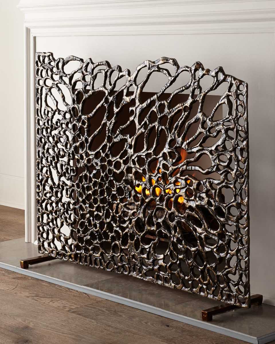 Organic Bronze Fireplace Screen